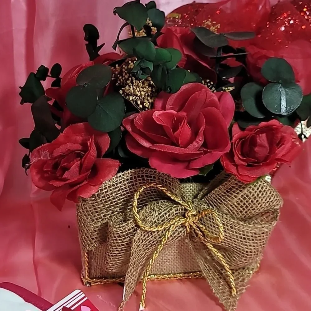 RED  ROSAS AND RED HEART SET